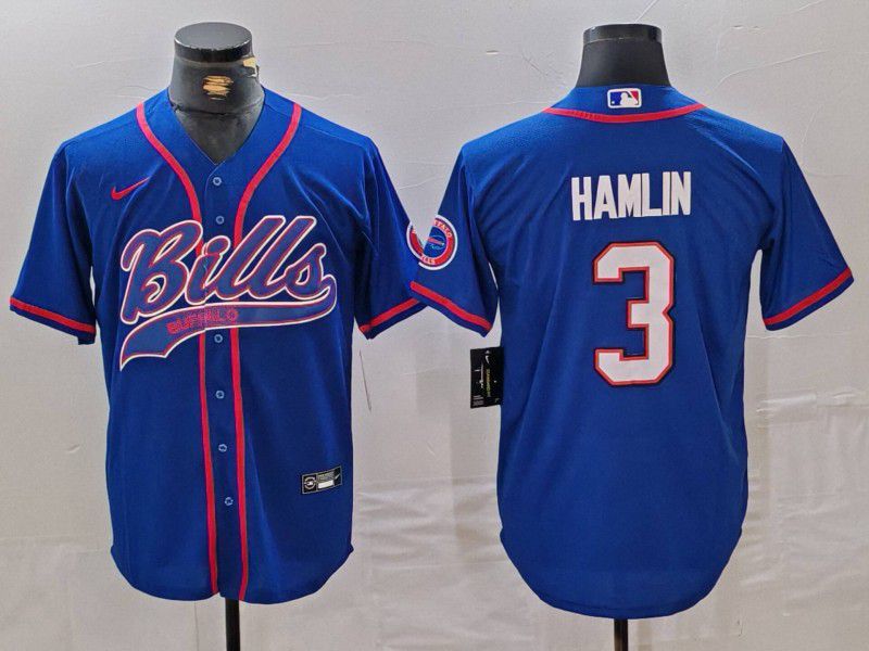 Men Buffalo Bills #3 Hamlin Blue Joint Name 2024 Nike Limited NFL Jersey style 3